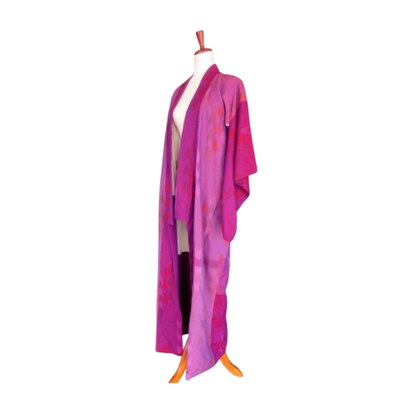Vintage Fuchsia Japanese Kimono OS Fits Most - Picture 5 of 13